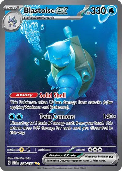 Blastoise ex Pokemon Special Illustration Rare 200/165 SV: 151 MasterSet Co. Blastoise ex Pokemon Special Illustration Rare 200/165 SV: 151 MasterSet Co.