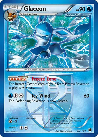 Glaceon (23/116)(Reverse Holo) Plasma Freeze