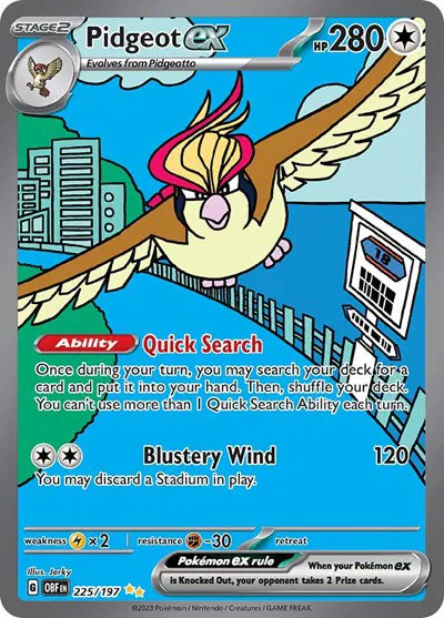 Pidgeot ex Pokemon Special Illustration Rare 225/197 Obsidian Flames