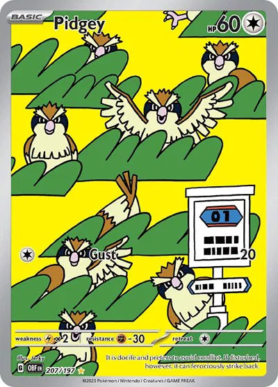 Pidgey Illustration Rare 207/197 Obsidian Flames - Near mint-mint (NM-MT)