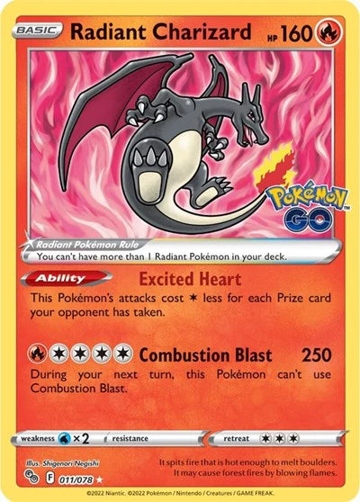 Radiant Charizard 011/078 Pokemon Go - Near mint-mint (NM-MT)