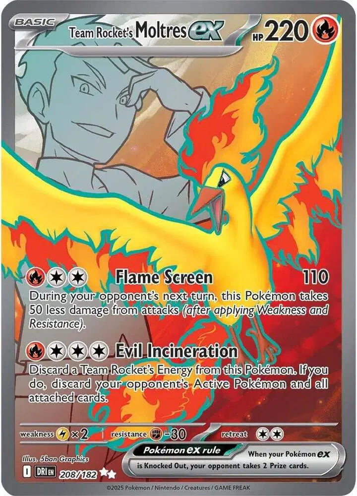 Team Rocket's Moltres ex Ultra Rare (208/182) Destined Rivals - Near mint-mint (NM-MT)