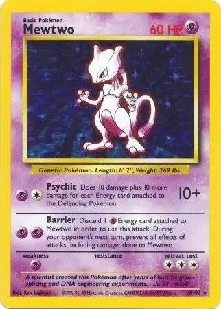 Mewtwo Holo Rare 10 Base Set (Unlimited)