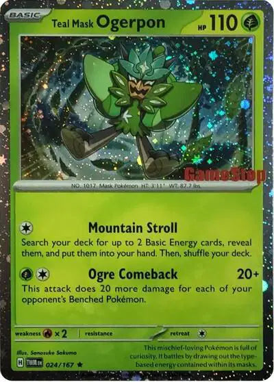 Teal Mask Ogerpon (Cosmos Holo) (Gamestop Exclusive) Rare 024/167 Miscellaneous Cards & Products