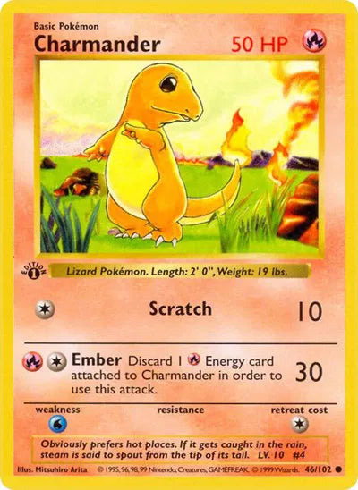 Charmander Base Set (1st Edition & Shadowless) Common 46