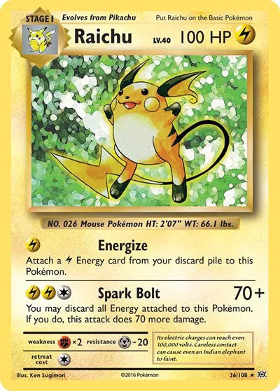 Raichu Evolutions Holo Rare 36/108