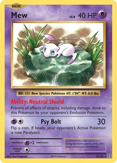 Mew Pokemon Holo Rare 53 Evolutions