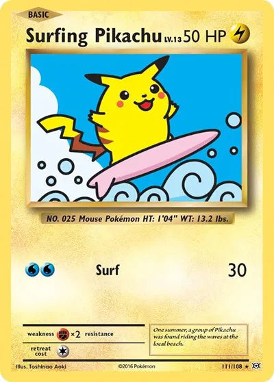 Surfing Pikachu Evolutions Secret Rare 111/108