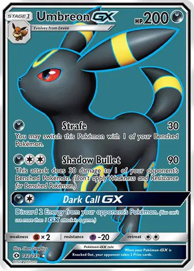 Umbreon GX (Full Art) Pokemon Ultra Rare 142 Sun & Moon Base Set