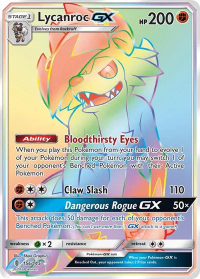 Lycanroc GX (Secret) Guardians Rising Secret Rare 156/145