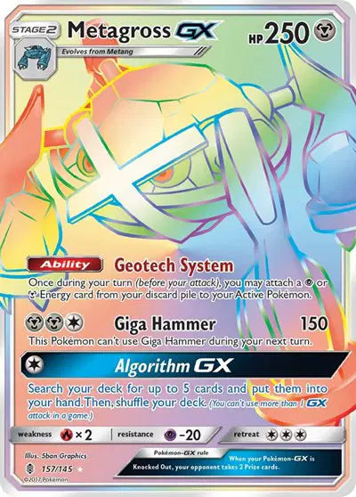 Metagross GX (Secret) Pokemon Secret Rare 157/145 Guardians Rising