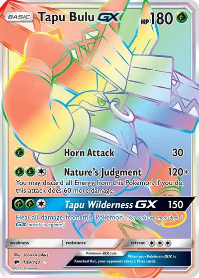 Tapu Bulu GX (Secret) Burning Shadows Secret Rare 149/147
