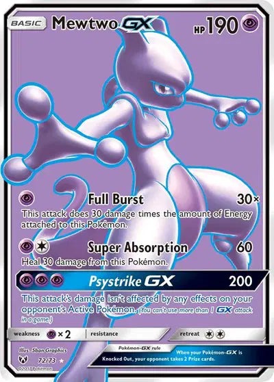 Mewtwo GX Ultra Rare 72/73 Shining Legends