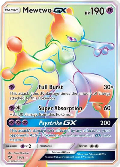 Mewtwo GX (Secret) Pokemon Secret Rare 76 Shining Legends