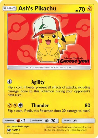 Ash's Pikachu SM109 Sun & Moon Promo