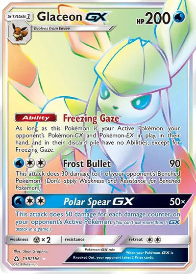 Glaceon GX (Secret Rare) Ultra Prism Secret Rare 159/156