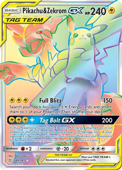 Pikachu & Zekrom GX (Secret) Secret Rare 184 Team Up