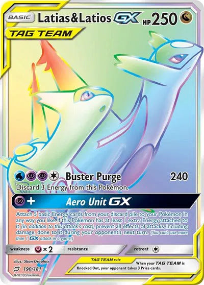 Latias & Latios GX (Secret) Pokemon Secret Rare 190 Team Up