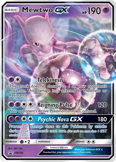 Mewtwo GX Promo SM196 Sun & Moon Promo