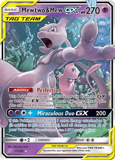 Mewtwo & Mew GX Pokemon Ultra Rare 71/236 Unified Minds