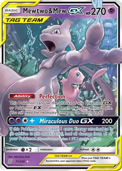 Mewtwo & Mew GX Pokemon Ultra Rare 71/236 Unified Minds