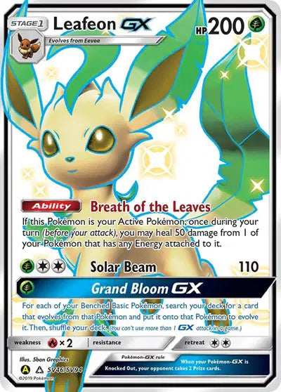 Leafeon GX Pokemon Shiny Holo Rare SV46/SV94 Hidden Fates: Shiny Vault