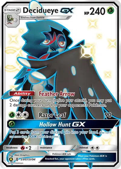 Decidueye GX Pokemon Shiny Holo Rare SV47/SV94 Hidden Fates: Shiny Vault