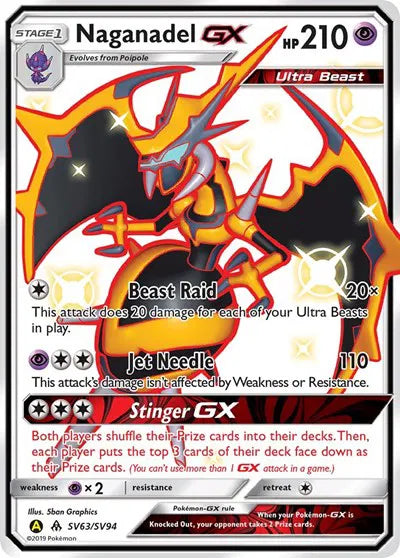 Naganadel GX Hidden Fates: Shiny Vault Shiny Holo Rare SV63/SV94