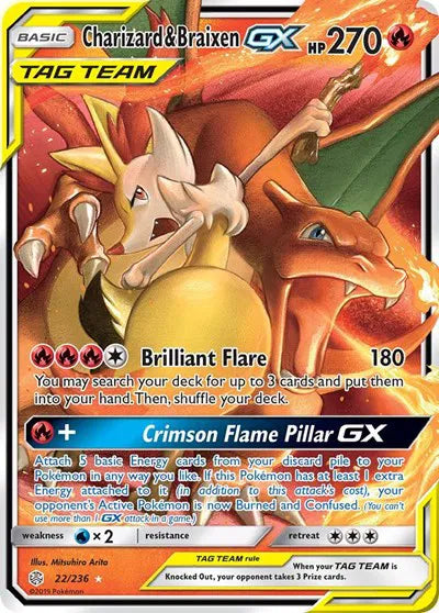 Charizard & Braixen GX Ultra Rare 22/236 Cosmic Eclipse