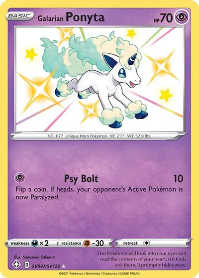 Galarian Ponyta Shining Fates: Shiny Vault Shiny Holo Rare SV047/SV122