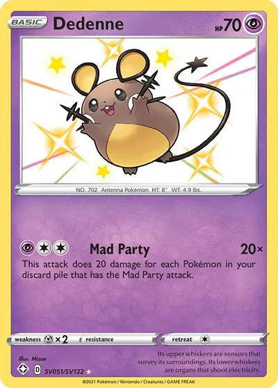 Dedenne Shining Fates: Shiny Vault Shiny Holo Rare SV051/SV122