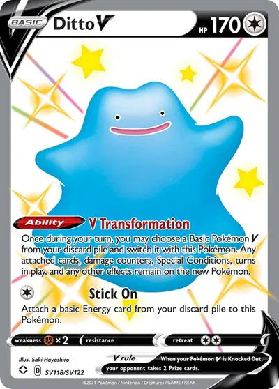Ditto V Shining Fates: Shiny Vault Shiny Holo Rare SV118/SV122