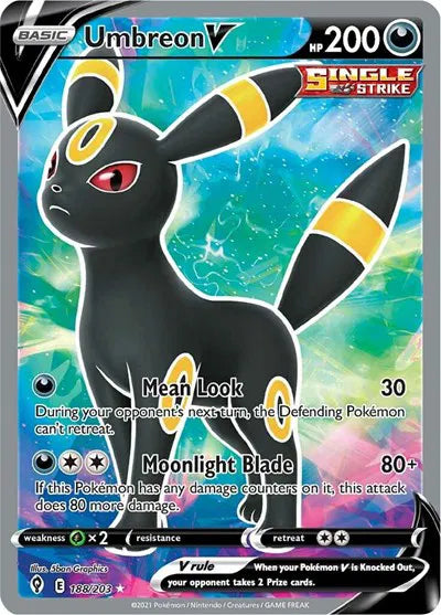 Umbreon V (Full Art) Pokemon Ultra Rare 188/203 Evolving Skies