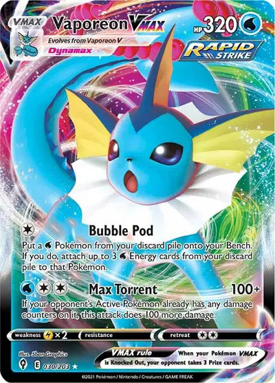 Vaporeon VMAX Pokemon Ultra Rare 030/203 Evolving Skies