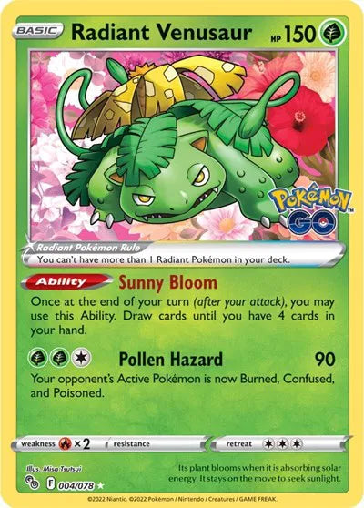 Radiant Venusaur Pokemon Go Radiant Rare 004/078
