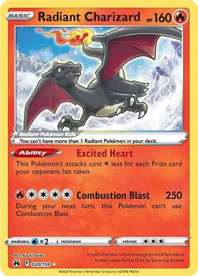 Radiant Charizard Pokemon Radiant Rare 020/159 Crown Zenith