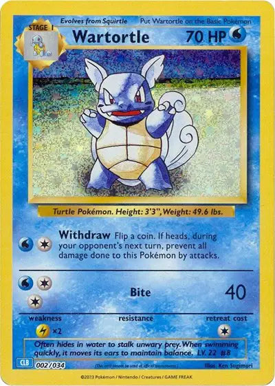 Wartortle Pokemon Classic Collection 002/034 Trading Card Game Classic