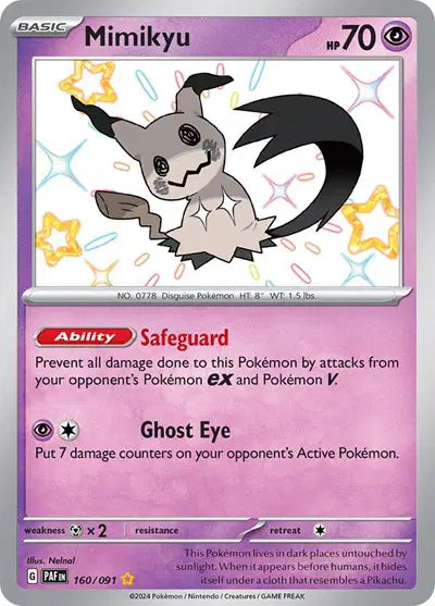 Mimikyu Pokemon Shiny Rare 160/091 Paldean Fates
