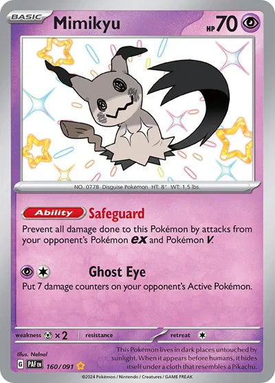 Mimikyu Paldean Fates Shiny Rare 160/091