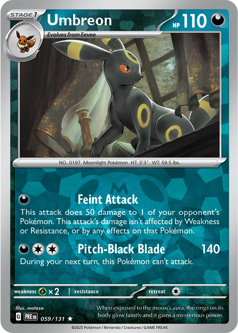 Umbreon (Master Ball Pattern) Pokemon Rare 059/131 Prismatic Evolution MasterSet Co. Umbreon (Master Ball Pattern) Pokemon Rare 059/131 Prismatic Evolution MasterSet Co.