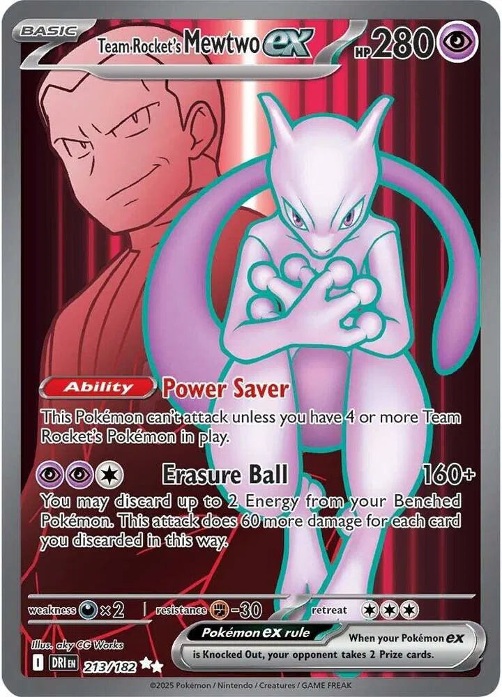 Team Rocket's Mewtwo ex Ultra Rare 213/182 Destined Rivals