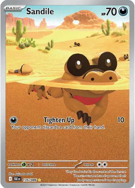 Sandile Pokemon Illustration Rare 135/086 Black Bolt