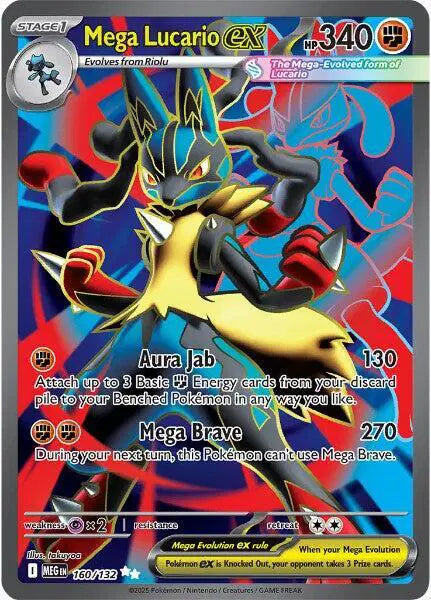 Mega Lucario ex Pokemon Ultra Rare 160/132 Mega Evolution