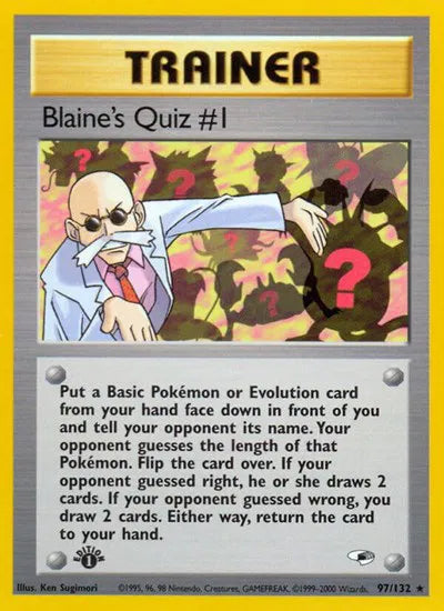 Blaine's Quiz #1 Gym Heroes Rare • 97 1st Edition
