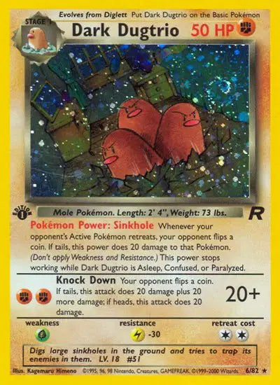 Dark Dugtrio Pokemon Holo Rare 6 Team Rocket