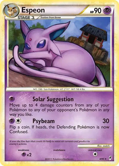 Espeon Holo Rare 4 Call of Legends reverse