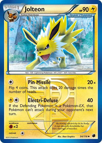 Jolteon (Team Plasma) Pokemon Uncommon 34 Plasma Freeze