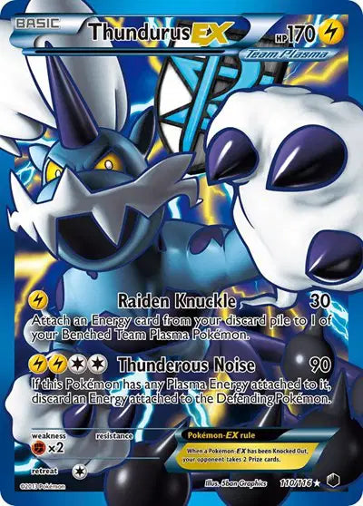 Thundurus EX (Team Plasma) (110 Full Art) Pokemon Ultra Rare 110 Plasma Freeze