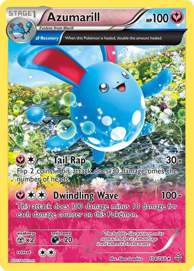 Azumarill (Alpha) Primal Clash Reverse Holo Rare 104
