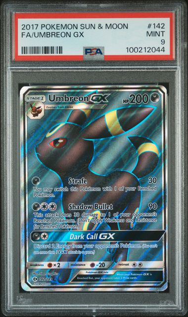 PSA 2017 Pokemon Sun & Moon #142, FA/Umbreon GX Mint 9